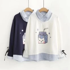 Milk Box Print Warm Sweatshirt