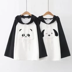 Lovely Cartoon Puppy Panda Embroidery Hoodie