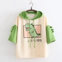 Kawaii Cartoon Dinosaur Hooded T-shirt