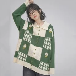 Floral Button Up Sweater Cardigan Knitwear