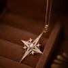 French Vintage Exquisite Star-shaped Silver Pearl Pendant Necklace