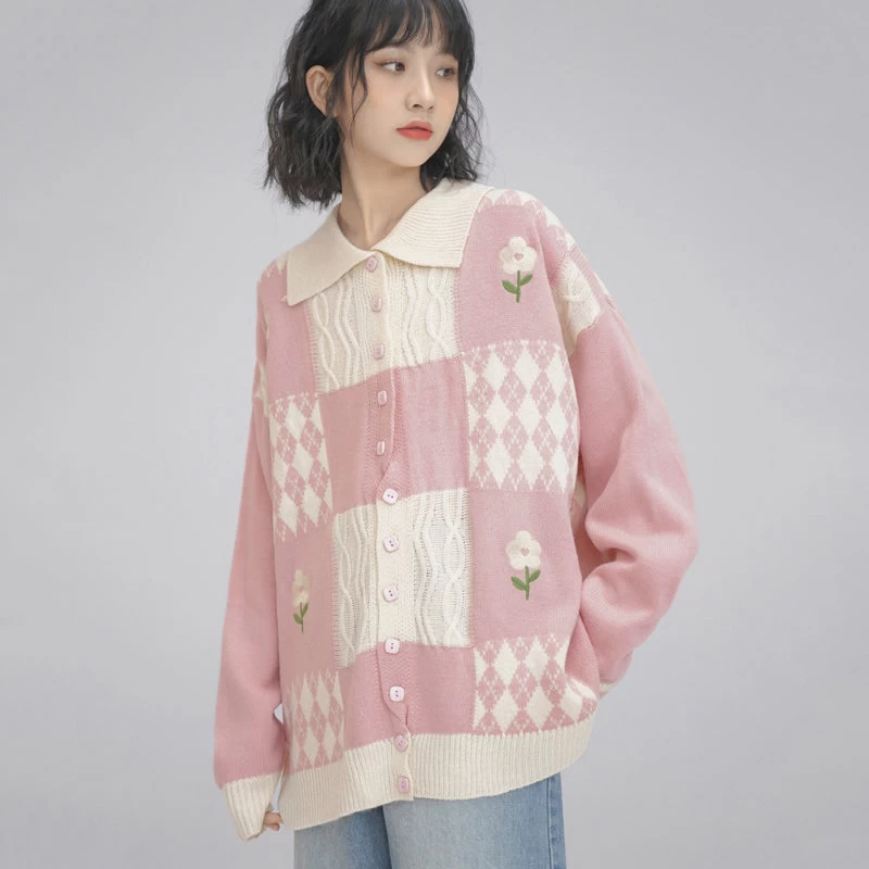 Floral Button Up Sweater Cardigan Knitwear - Image 2