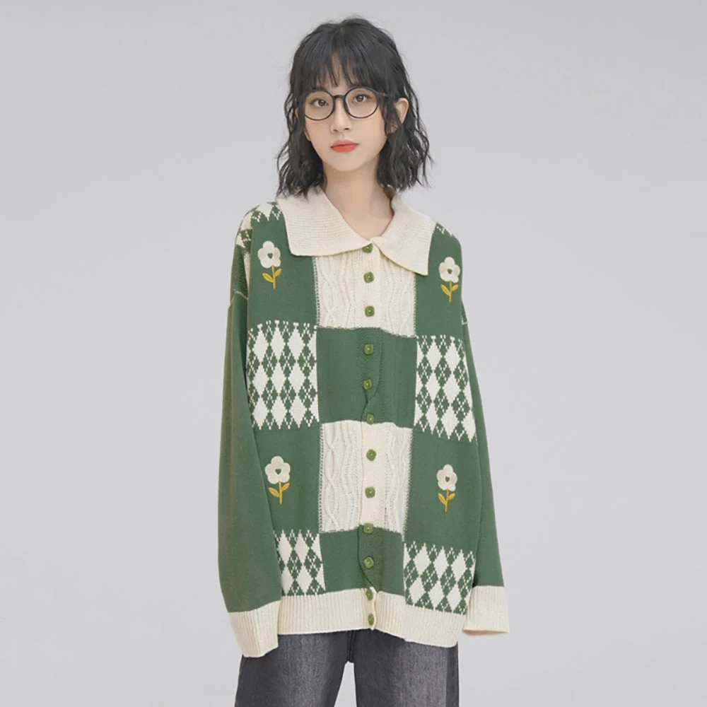 Floral Button Up Sweater Cardigan Knitwear - Image 3