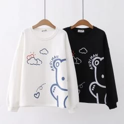 Cartoon Bear Cloud Print Sweatshirt