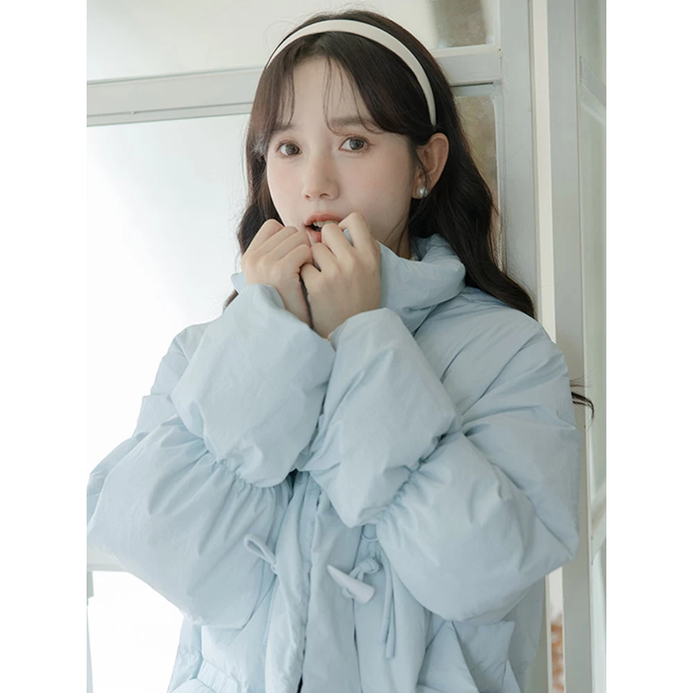 Thickened Short Blue Cotton-padded Down Jacket - Image 10