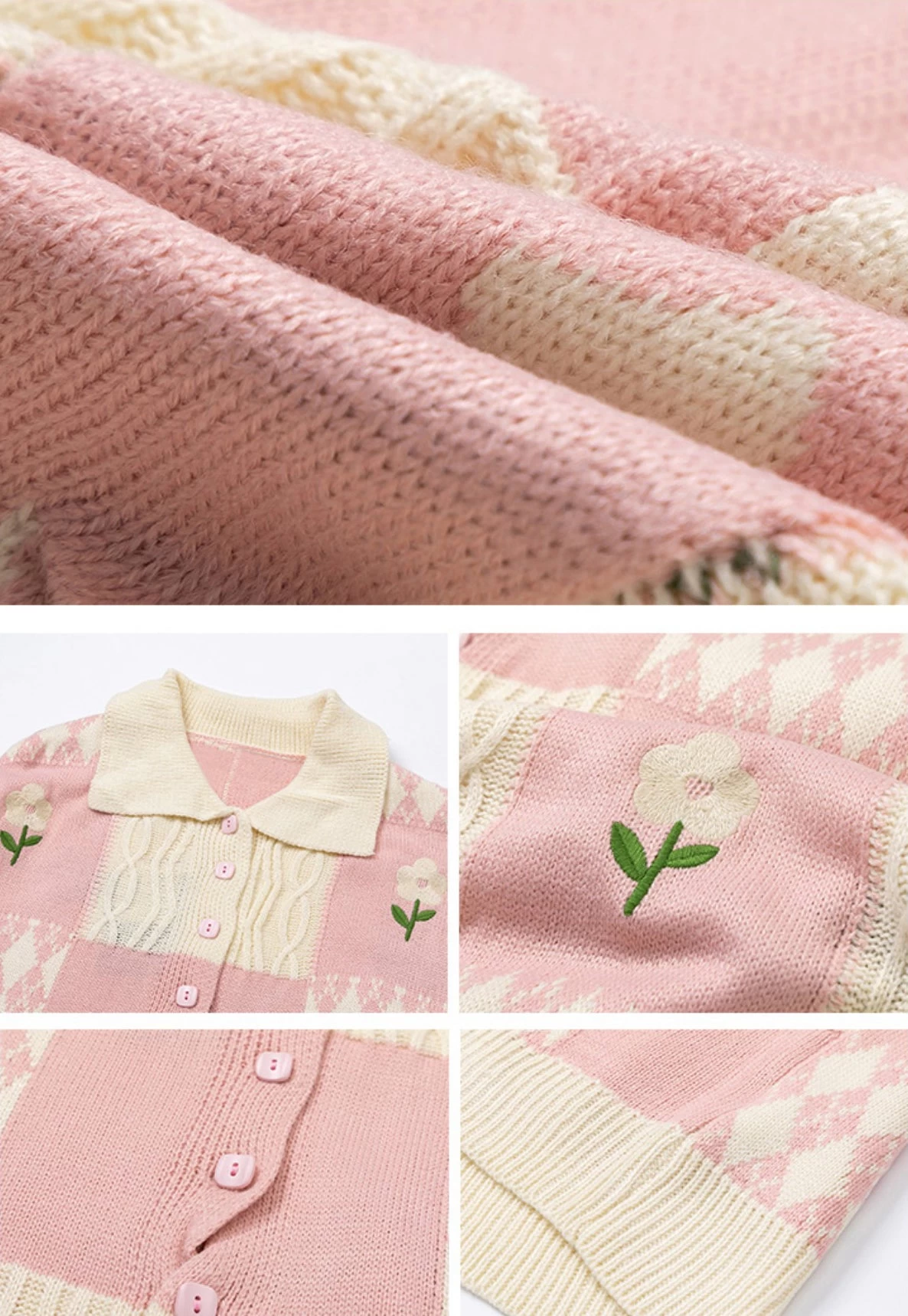 Floral Button Up Sweater Cardigan Knitwear - Image 12