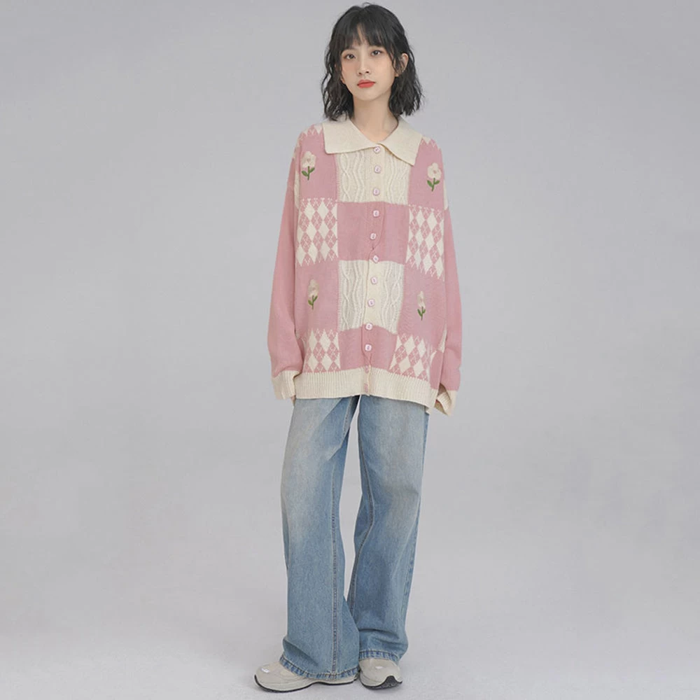 Floral Button Up Sweater Cardigan Knitwear - Image 4