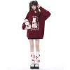 Christmas Style Black Red Lantern Sleeve Sweater