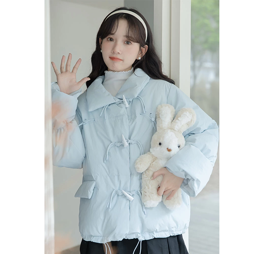 Thickened Short Blue Cotton-padded Down Jacket - Image 3