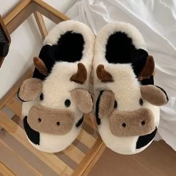 Cartoon Cow Cotton Slippers