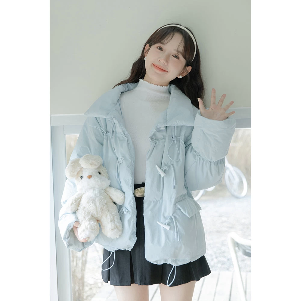 Thickened Short Blue Cotton-padded Down Jacket - Image 5