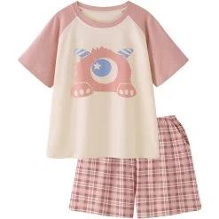 Cartoon Print Cotton Pajamas Set