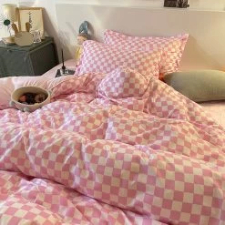 Pink Mini Check Bedding Set