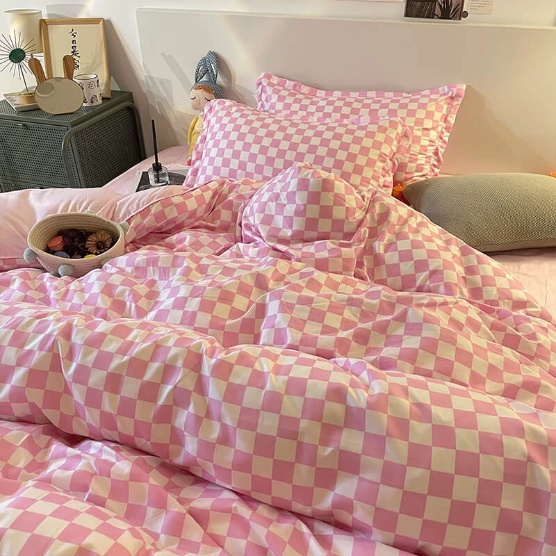 Pink Mini Check Bedding Set