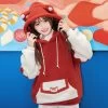 Cartoon Fox Pocket Plush Hoodie