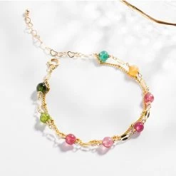 Rainbow Tourmaline Bead Bracelet