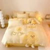 Cute Cartoon Cheese Embroidery Milk Velvet Duvet Cover Set