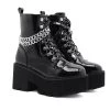 Gothic Patent Leather Wrap Around Chains Platform Boots
