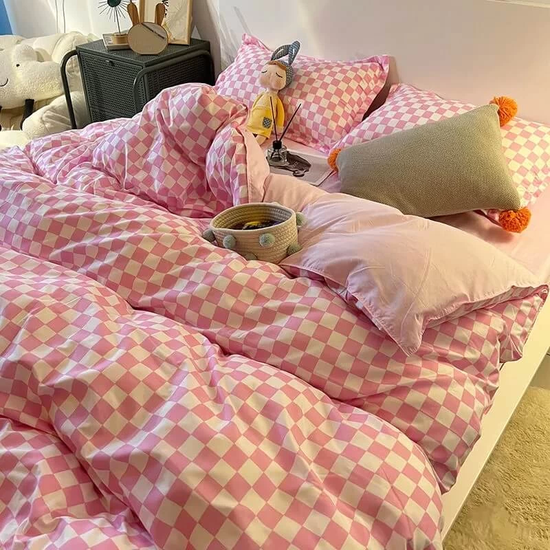 Pink Mini Check Bedding Set - Image 2