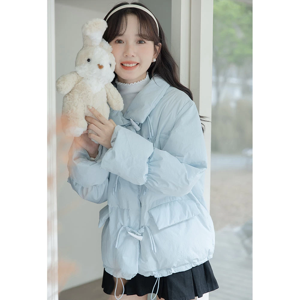 Thickened Short Blue Cotton-padded Down Jacket - Image 6