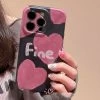Pink Love Heart Print IPhone Case