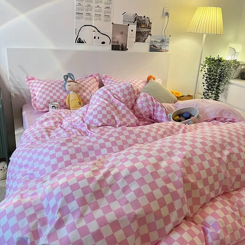 Pink Mini Check Bedding Set - Image 4