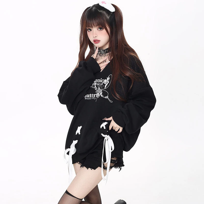 Y2K Butterfly Letters Print Loose Hoodie - Image 4