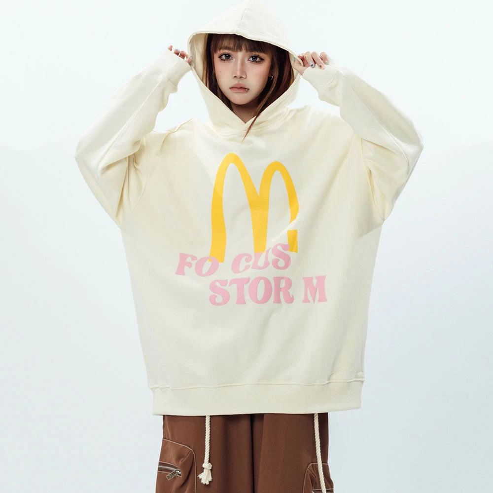 Vintage Letters Print Loose Hoodie - Image 5