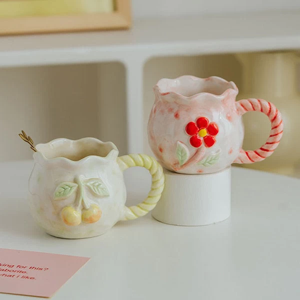 Embossed Hand Painted Coffee Mug - Image 6