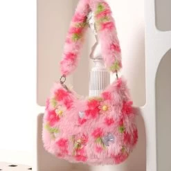 Strawberry Fluffy Shoulder Bag-dolliefae