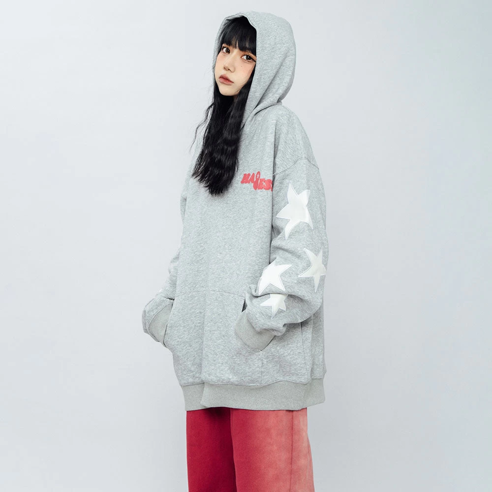 Stars Letters Print Loose Hoodie - Image 9