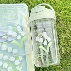 Lily Of The Valley Glass Water Bottle
