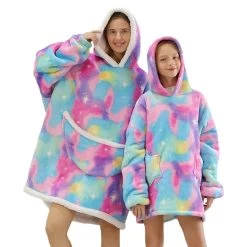 Purple Starry Oversize Fluffy Fleece Pajamas Hoodies