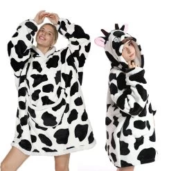 Cute Cow Oversize Fluffy Fleece Pajamas Sweatshirt