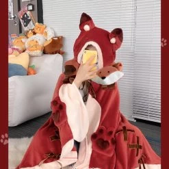 Cartoon Fox Plush Blanket Cape