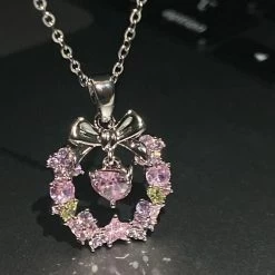 Bowknot Heart Wrath Necklace - Lovesickdoe