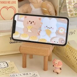 Cute Wooden Chair Phone Stand