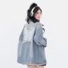 Vintage Distressed Casual Loose Butterfly Embroidery Denim Jacket