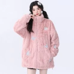 Butterfly Print Fleece Teddy Coat