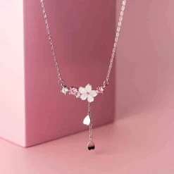 Sweet Sakura Silver Necklace