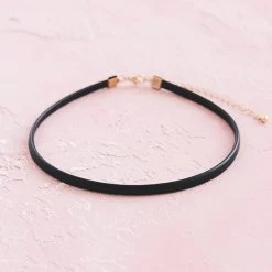 Classic Black Leather Strip Neck Choker