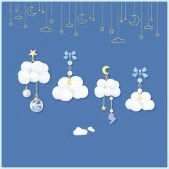 Kawaii Clouds And Stars Dangle Earrings