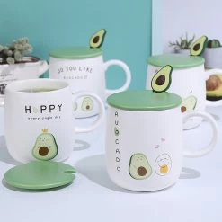 Lovely Green Avocado Mug With Lid
