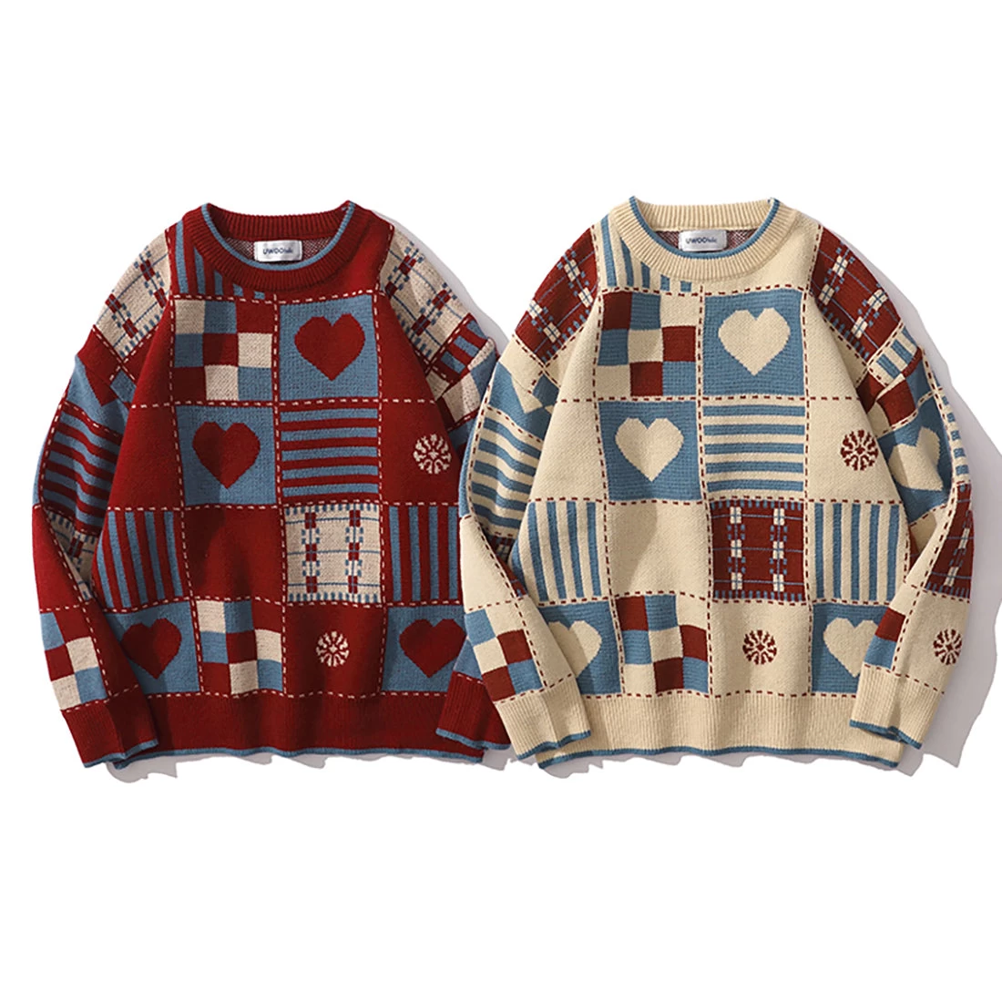Vintage Style Love Heart Loose Sweater - Image 3