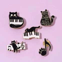Cartoon Piano Cat Pins