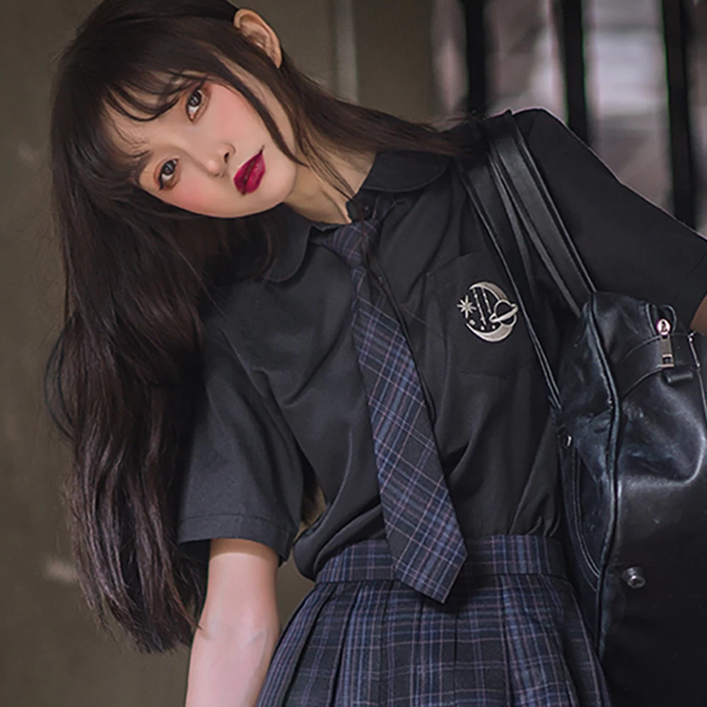 Basic Moon And Stars Short Sleeve School Polo Shirt