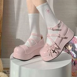 Lolita Criss And Cross Platform Round Toe Shoes