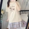 Vintage Girl Print Loose Round Collar T-shirt
