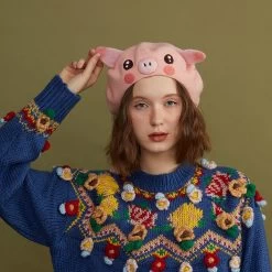 Pink Piggy Handmade Wool Beret
