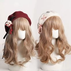 Sweet Retro Bear Ribbon Beret Hat